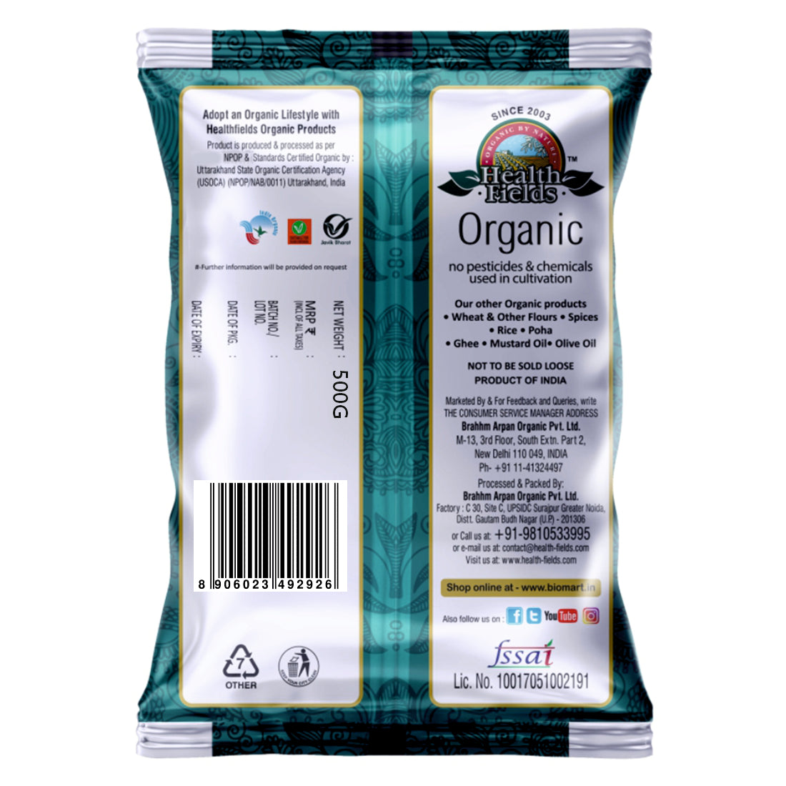 HealthFields Organic Rozana Roasted Makka Dalia