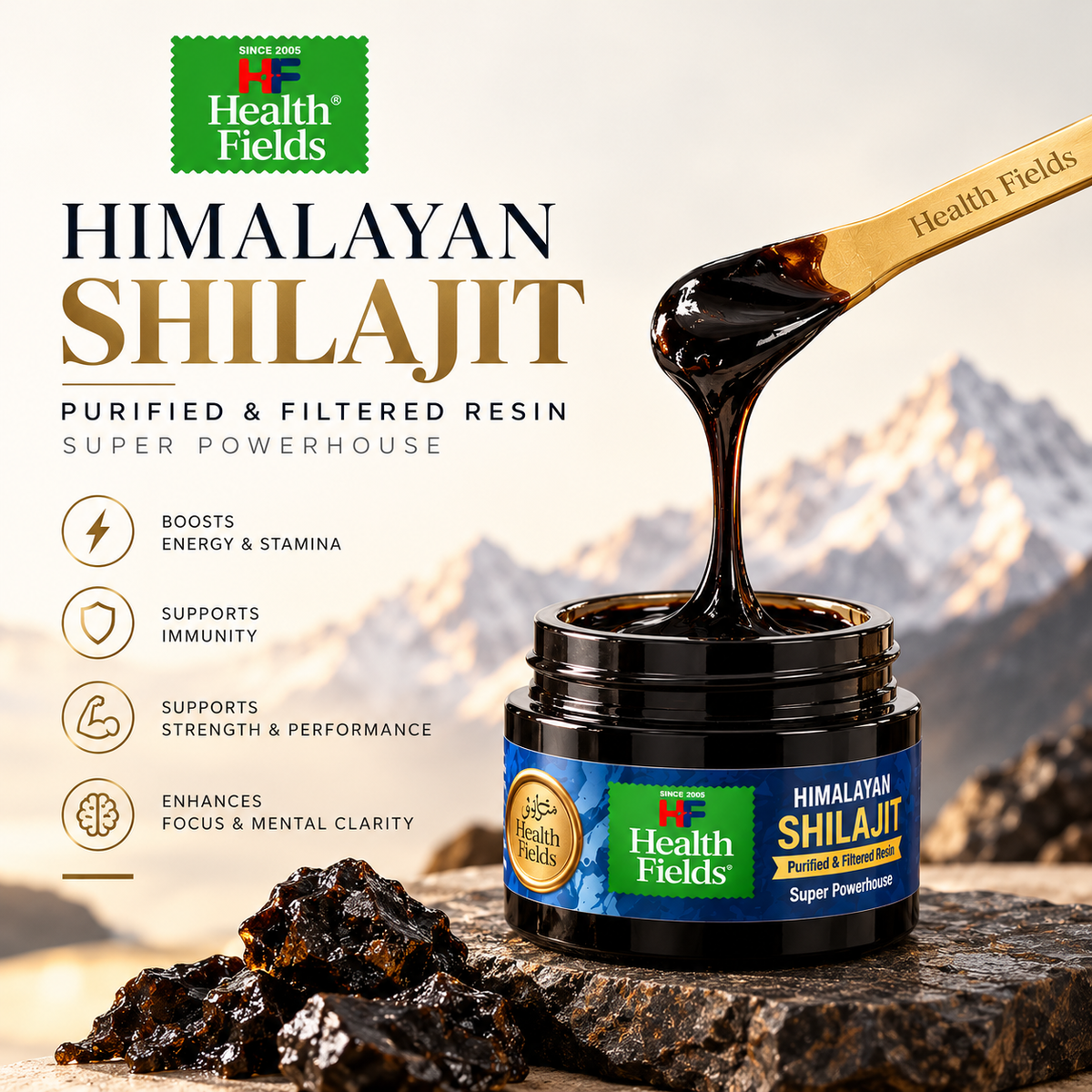 Healthfields Himalayan Shilajit – Purified & Filtered Resin