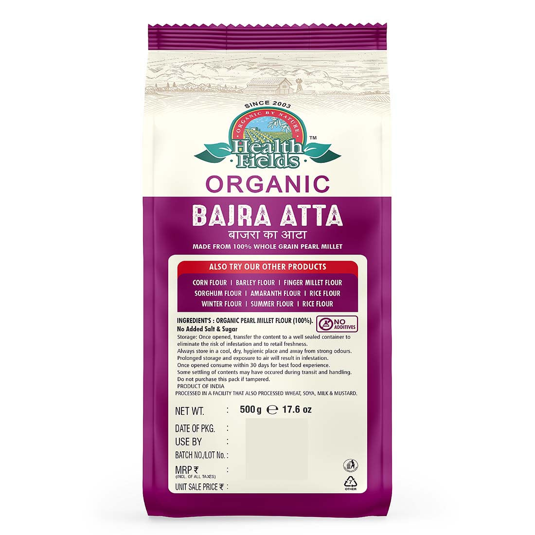 Organic Bajra Atta | Bajra Flour - 500 Gm