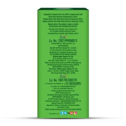 HealthFields Wellness Organic Tulsi Green Tea premium  | 25 Tea Bags