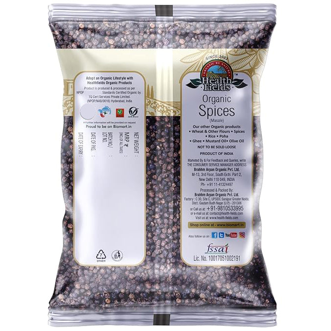 Organic Black Pepper Whole (Kali Mirch) - 100 Gm