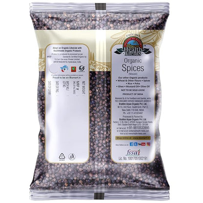 Organic Black Pepper Whole (Kali Mirch) - 100 Gm