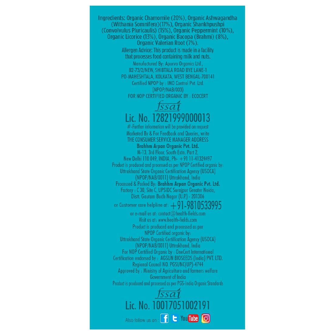 HealthFields Organic Dream Infusion | Caffeine Free | 25 Tea Bags