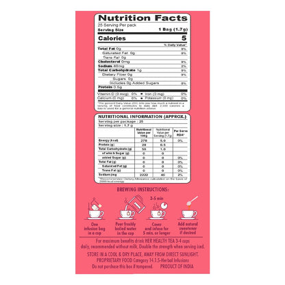 HealthFields Organic Her Health | Herbal Infusion Caffeine Free Tea | 25 Tea Bags