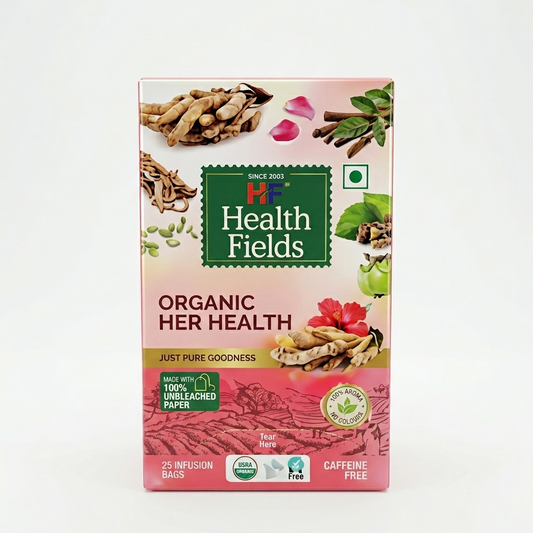 HealthFields Organic Her Health | Herbal Infusion Caffeine Free Tea | 25 Tea Bags