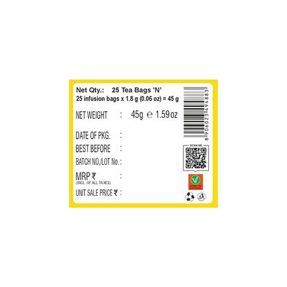 HealthFields wellness Tulsi Green Tea Lemon Ginger Hint | 25 Tea Bags