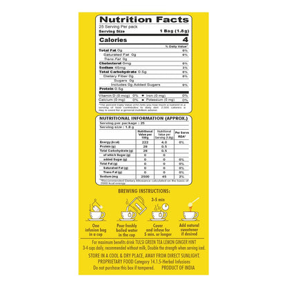 HealthFields wellness Tulsi Green Tea Lemon Ginger Hint | 25 Tea Bags