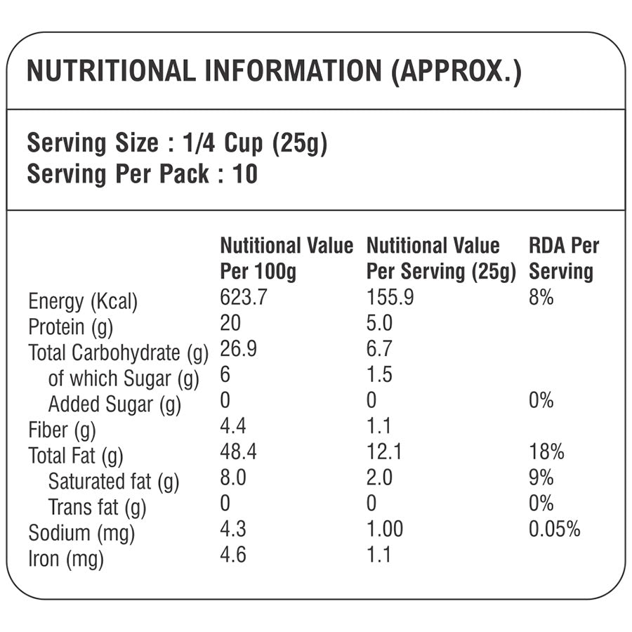 Organic Raw Cashew Nut 250 Gm