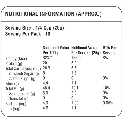 Organic Raw Cashew Nut 250 Gm