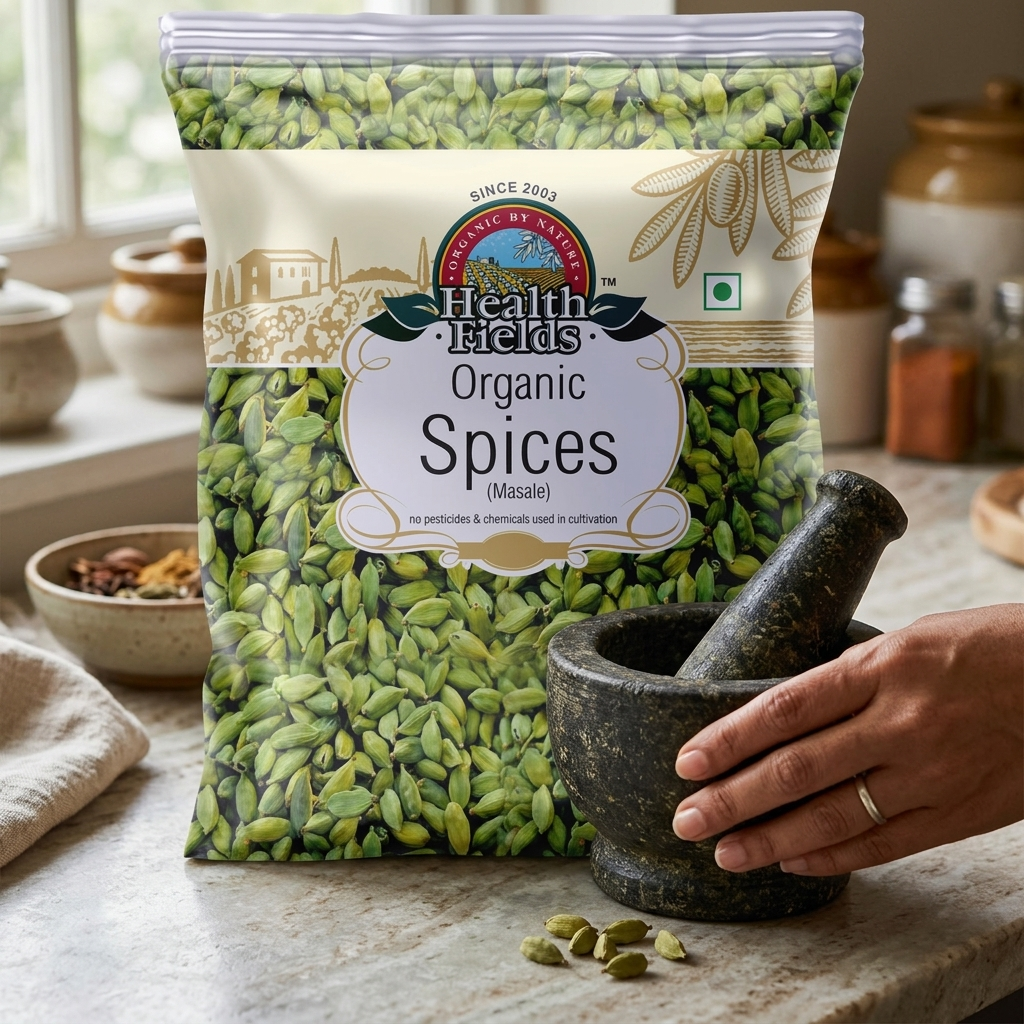 Organic Green Cardamom (Hari Elaichi) - 50Gm