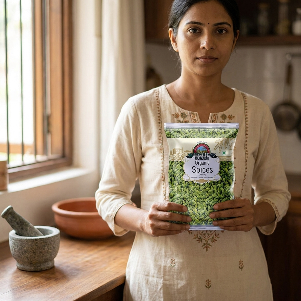 Organic Green Cardamom (Hari Elaichi) - 50Gm