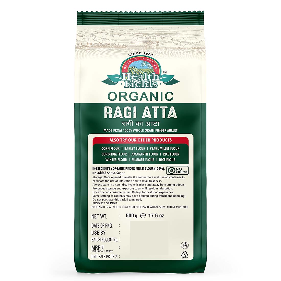 Organic Ragi Atta | Ragi Flour - 500Gm