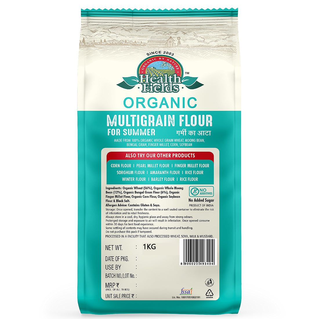 HealthFields Organic Rozana Multi Grain Atta - Summer Atta