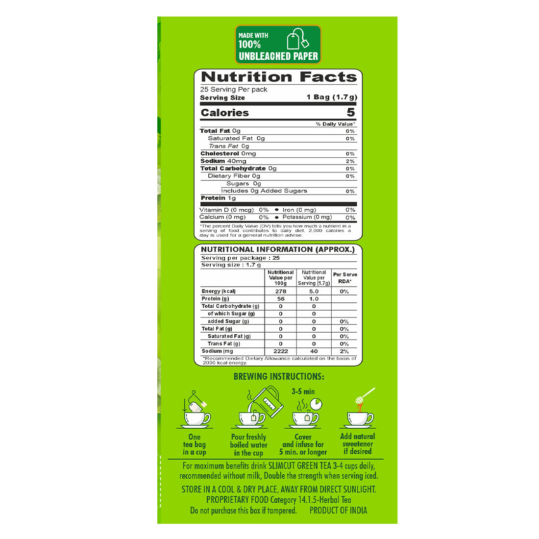 HealthFields wellness Slimcut Green Tea | 25 Tea Bags