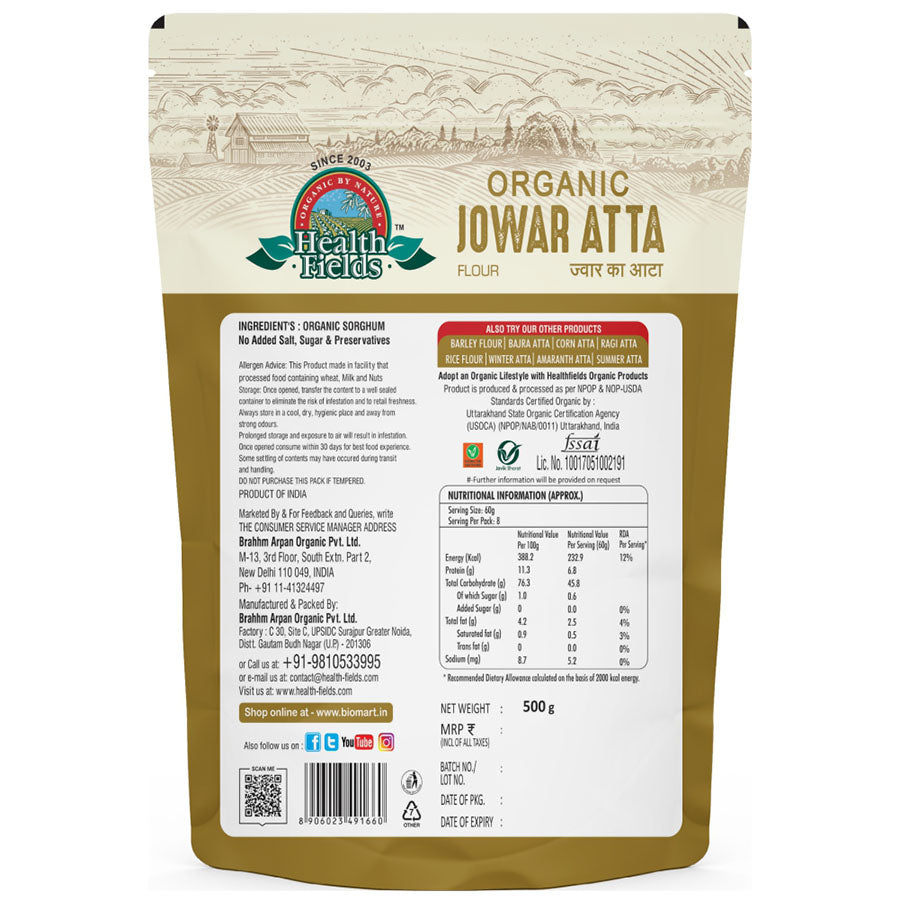 Organic Jowar Atta | Sorghum Atta - 500Gm