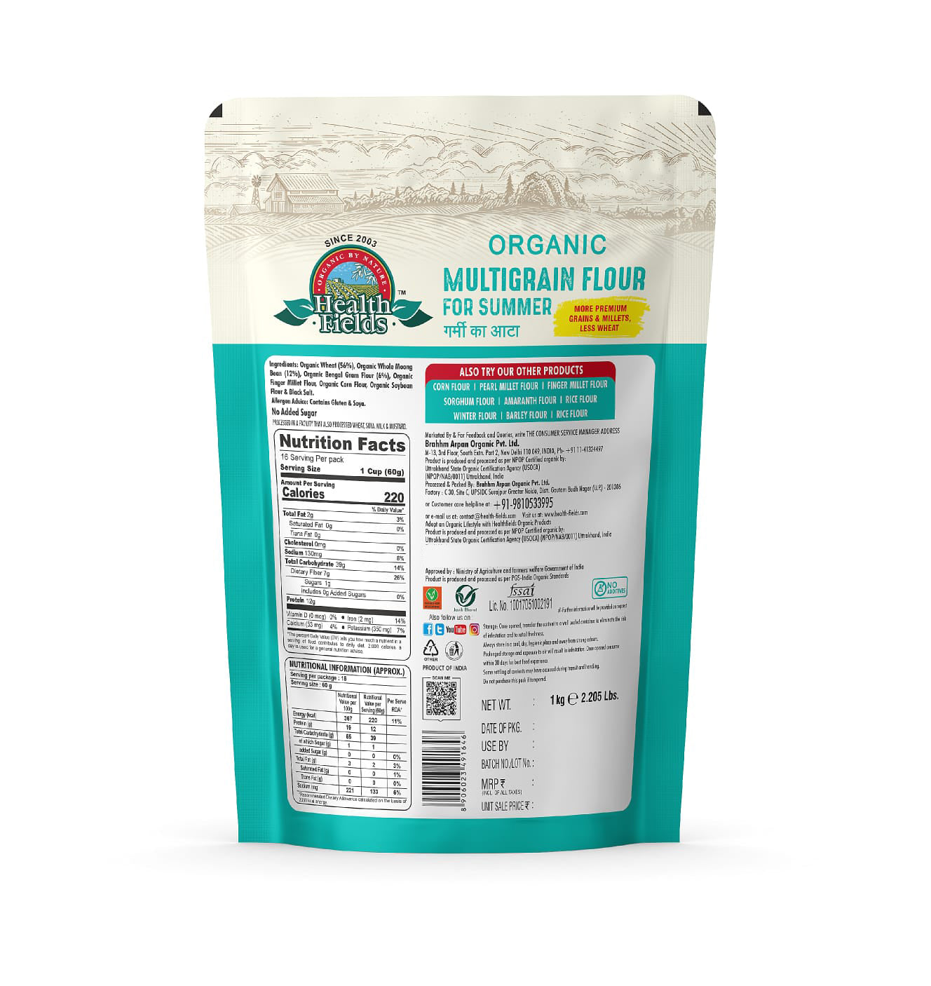 Organic Multigrain Flour (Atta) For Summer