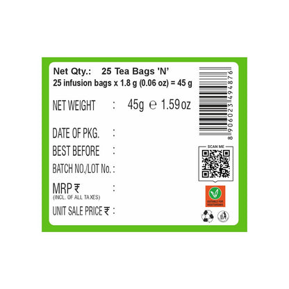 HealthFields Wellness Organic Tulsi Green Tea Select | 25 Tea Bags