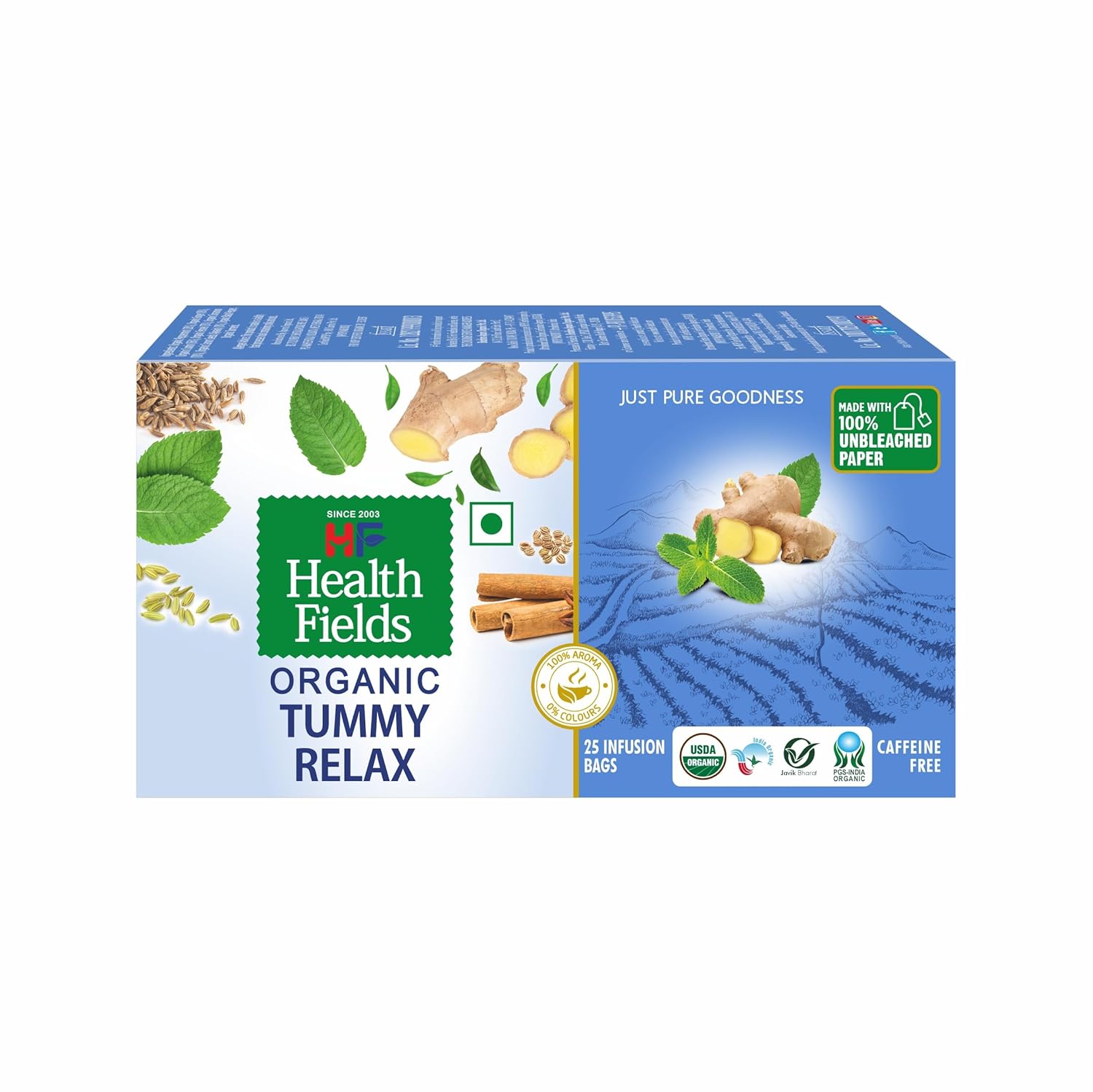 HealthFields Organic Tummy Relax | Herbal Infusion Tea | 25 Tea Bags