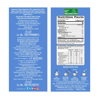 HealthFields Organic Tummy Relax | Herbal Infusion Tea | 25 Tea Bags