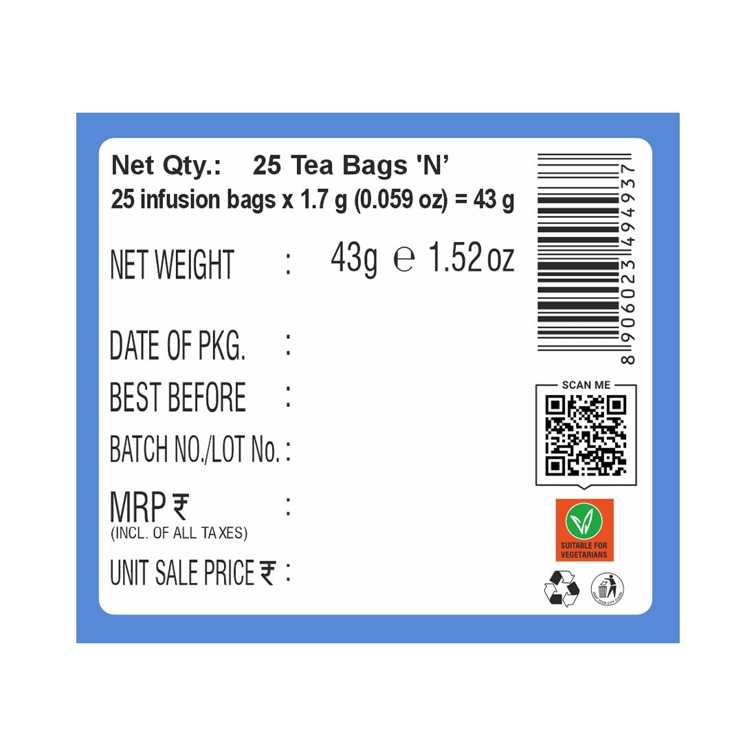 HealthFields Organic Tummy Relax | Herbal Infusion Tea | 25 Tea Bags