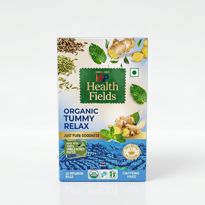 HealthFields Organic Tummy Relax | Herbal Infusion Tea | 25 Tea Bags
