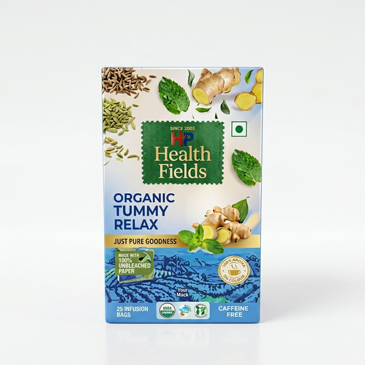HealthFields Organic Tummy Relax | Herbal Infusion Tea | 25 Tea Bags
