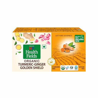 HealthFields Wellness Organic Turmeric Ginger Wellness Guard | 25 Infusion Bags