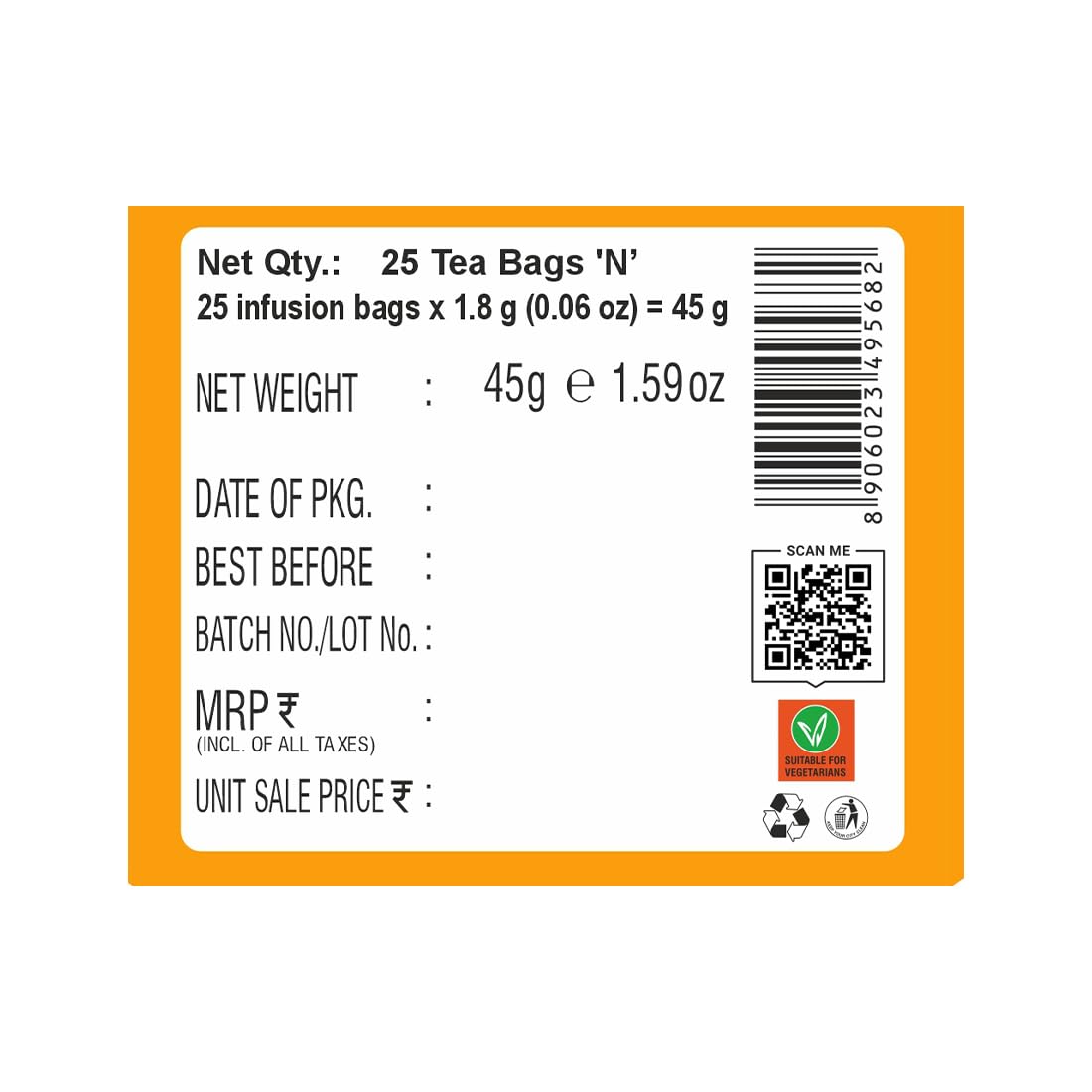 HealthFields Wellness Organic Turmeric Ginger Wellness Guard | 25 Infusion Bags